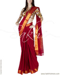 DPQ-5856 - Maroon & Gold Pure Cotton Saree