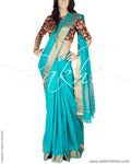 DPQ-5857 - Blue & Gold Pure Cotton Saree