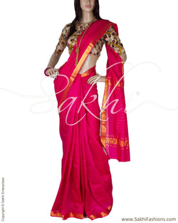 DPQ-5873 - Pink & Gold Pure Silk Saree