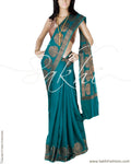 DPQ-595 - Blue & Antique Pure Chanderi  Saree