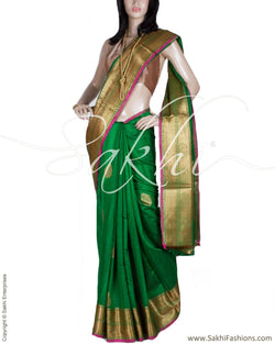 DPQ-657 - Green & Antique Pure Matka Silk Saree