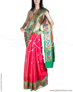 DPQ-677 - Pink & Multi Pure Banarasi Silk Saree