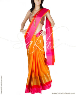 DPQ-690 - Mustard & Multi Pure Chanderi  Saree