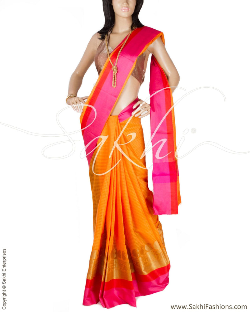 DPQ-690 - Mustard & Multi Pure Chanderi  Saree