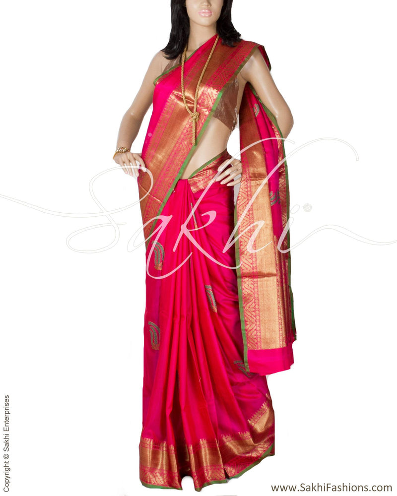 DPQ-726 - Pink & Antique Pure Banarasi Silk Saree