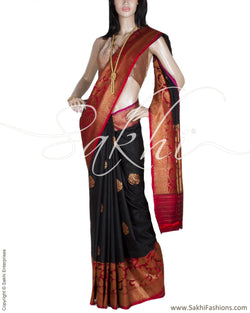 DPQ-732 - Black & Maroon Pure Banarasi Silk Saree