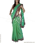 DPQ-7407 - Green & Black Faux Georgette Saree