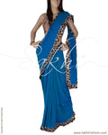 DPQ-7408 - Blue & Black Faux Georgette Saree
