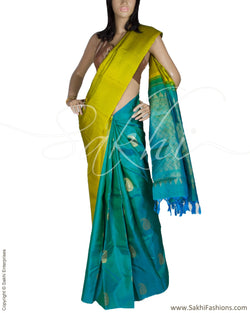 DPQ-7577 - Green & Pink Pure Kanchivaram Silk Saree