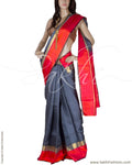 DPQ-7583 - Grey & Peach Pure Kanchivaram Silk Saree