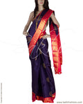 DPQ-7586 - Violet & Pink Pure Kora Silk Saree