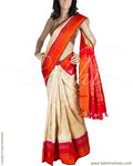 DPQ-7611 - Beige & Peach Pure Kanchivaram Silk Saree