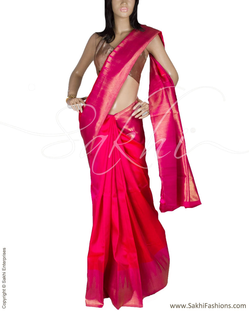 DPQ-7613 - Pink & Gold Pure Kanchivaram Silk Saree