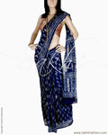 DPQ-8741 - Blue & Cream Pure Georgette Silk Saree