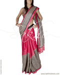 DPQ-9729 - Pink & Black Pure Tussar Silk Saree