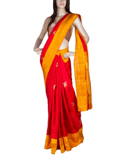 DPQ-9773 - Red & Yellow Pure Kanchivaram Silk Saree