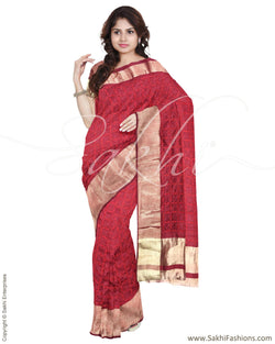 DPR-0119 - Red & Beige Pure Tussar Silk Saree