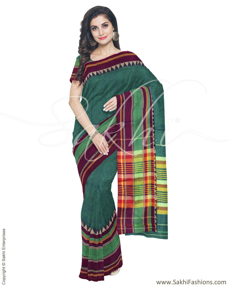 DPR-1064 - Green & Multi Pure Cotton Saree