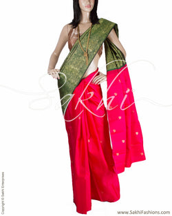 DPR-1129 - Pink & Green Pure Kanchi Silk Saree