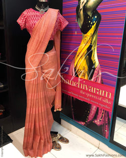DPR-1331 - Peach & Beige Matka Silk Saree