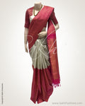 DPR-13701 - Beige & Pink Pure Kanchivaram Silk Saree