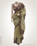 DPR-20596 - Beige &  Pure Organza Silk Saree