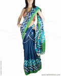 DPR-2081 - Blue & Green Pure Tussar Silk Saree