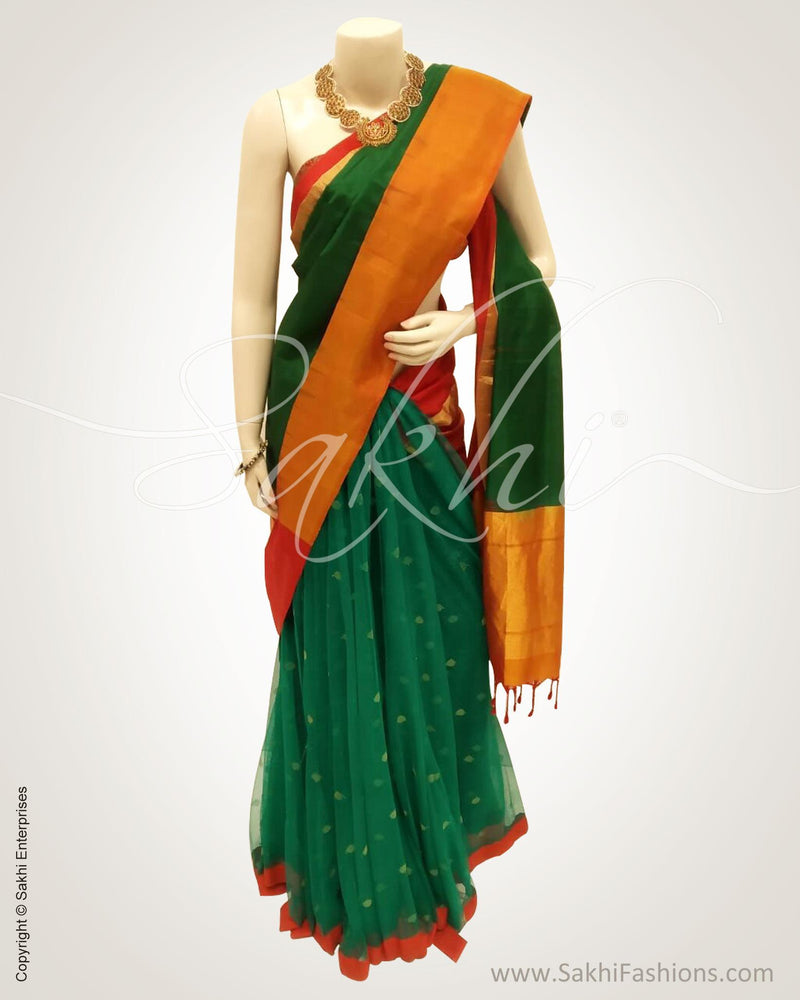 DPR-23003 - Green &  Net Saree