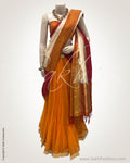 DPR-23051 - Orange &   Net Saree