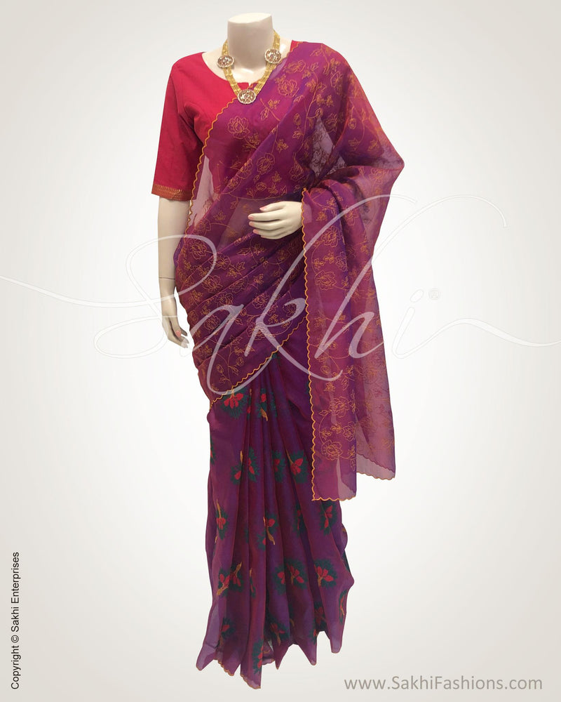 DPR-25878 - Purple pure Organza silk saree