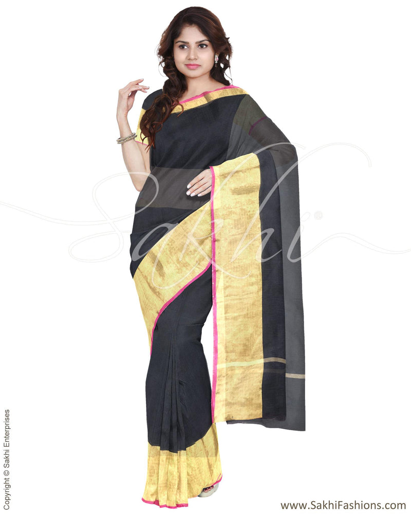 DPR-2943 - Black & Gold Pure Kota Cotton Saree