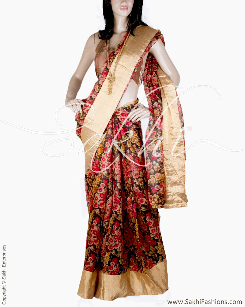 DPR-3176 - Black & Black Pure Organza Silk Saree
