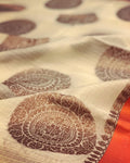 DPR-7831 - Beige  & Orange Kota Saree