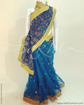 DPR-8358 - Blue & multi Faux Net saree