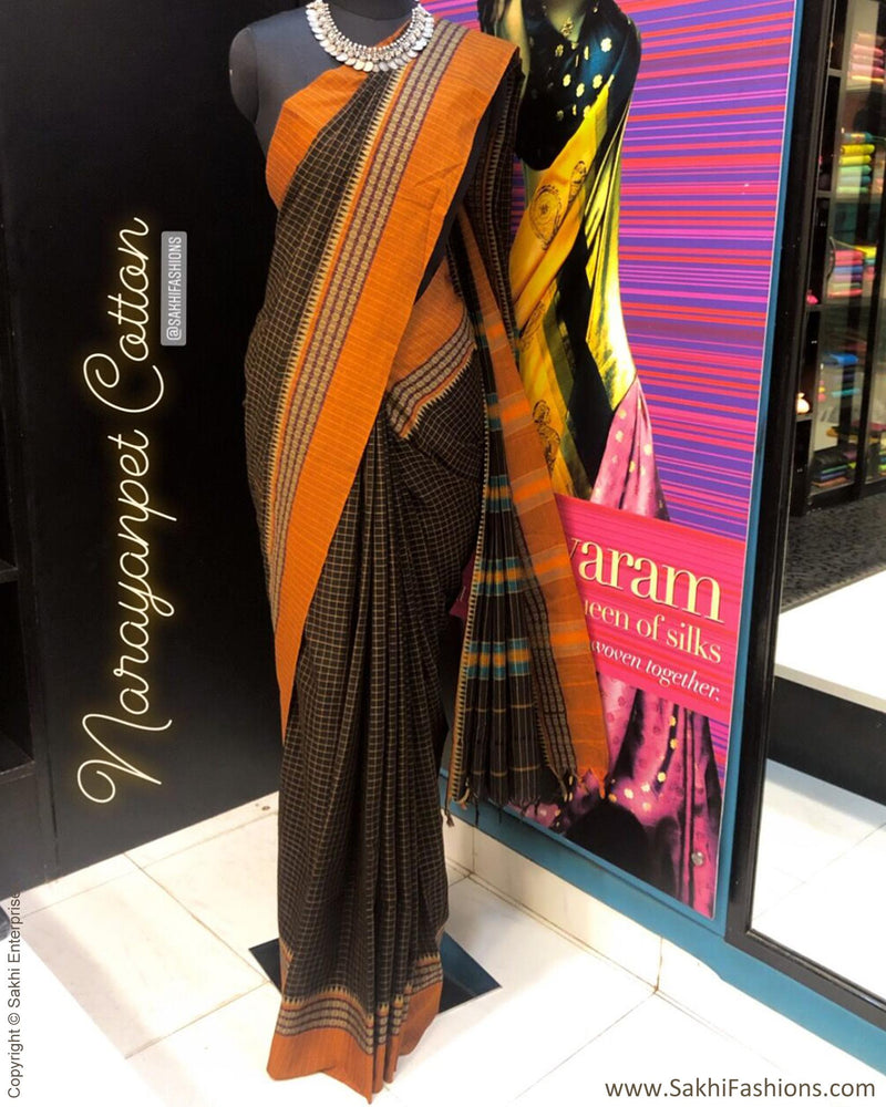 DPS-12205 - Black pure Cotton  saree
