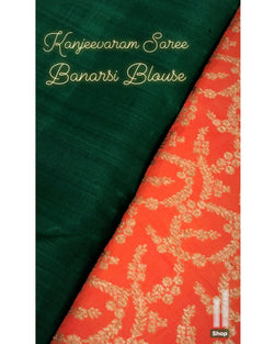 DPS-12239 - Green & Red Pure Kanchi Silk  Saree