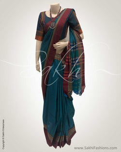 DPS-12468 - Blue pure Cotton saree