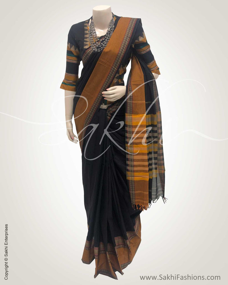 DPS-12661 Black Cotton sari