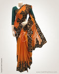 DPS-13993 - Orange &  Pure Organza Silk Saree