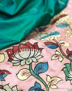 DPS-14479 - Peach & Green Pure Kanchivaram Silk Saree