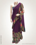 DPS-14995 - Purple &  Faux Georgette Saree