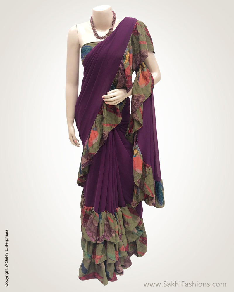 DPS-14995 - Purple &  Faux Georgette Saree