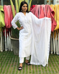 DPS-15436 - White &  Cotton Dupatta
