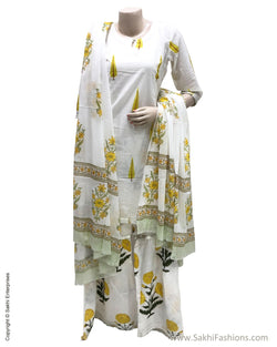 DPS-17401 - Cream &  Pure Cotton Dress