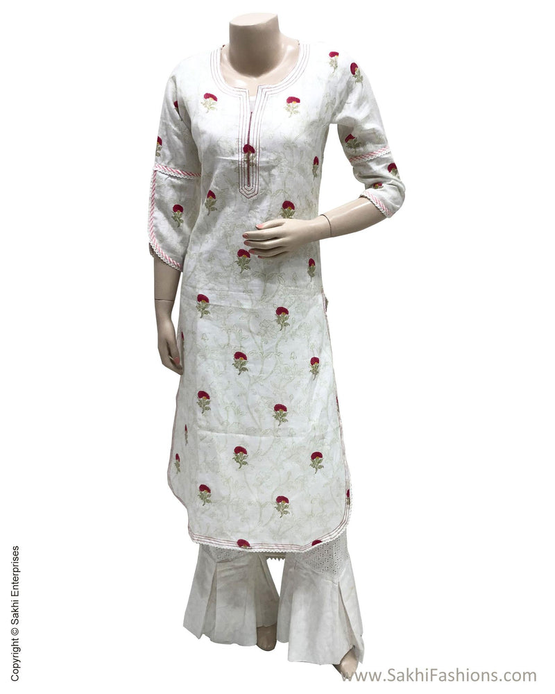 DPS-17403 - White &  Pure Cotton Dress
