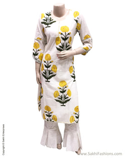 DPS-17405 - Cream &  Pure Cotton Dress
