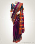 DPS-90627 - Violet &  Pure Cotton Saree