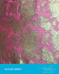 DQBL-18456 - Peach & Gold Pure Banaras Silk Blouse Fabric