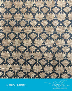 DQBL-18927 - Black & Antique Pure Banarasi Silk Blouse Fabric