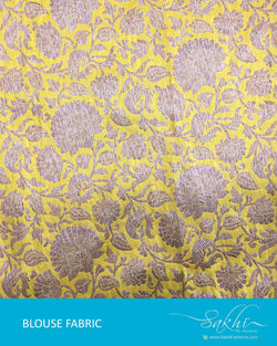 DQBL-18929 - Yellow & Antique Pure Banarasi Silk Blouse Fabric